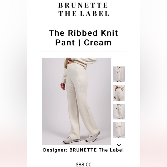NWT Brunette the Label Cream Ribbed Knit Pant size L/XL - Picture 2 of 6